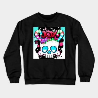 Kawaii Skull Candy Cane - Christmas Graphic Graffiti Art - Holiday Gift - Joy Crewneck Sweatshirt